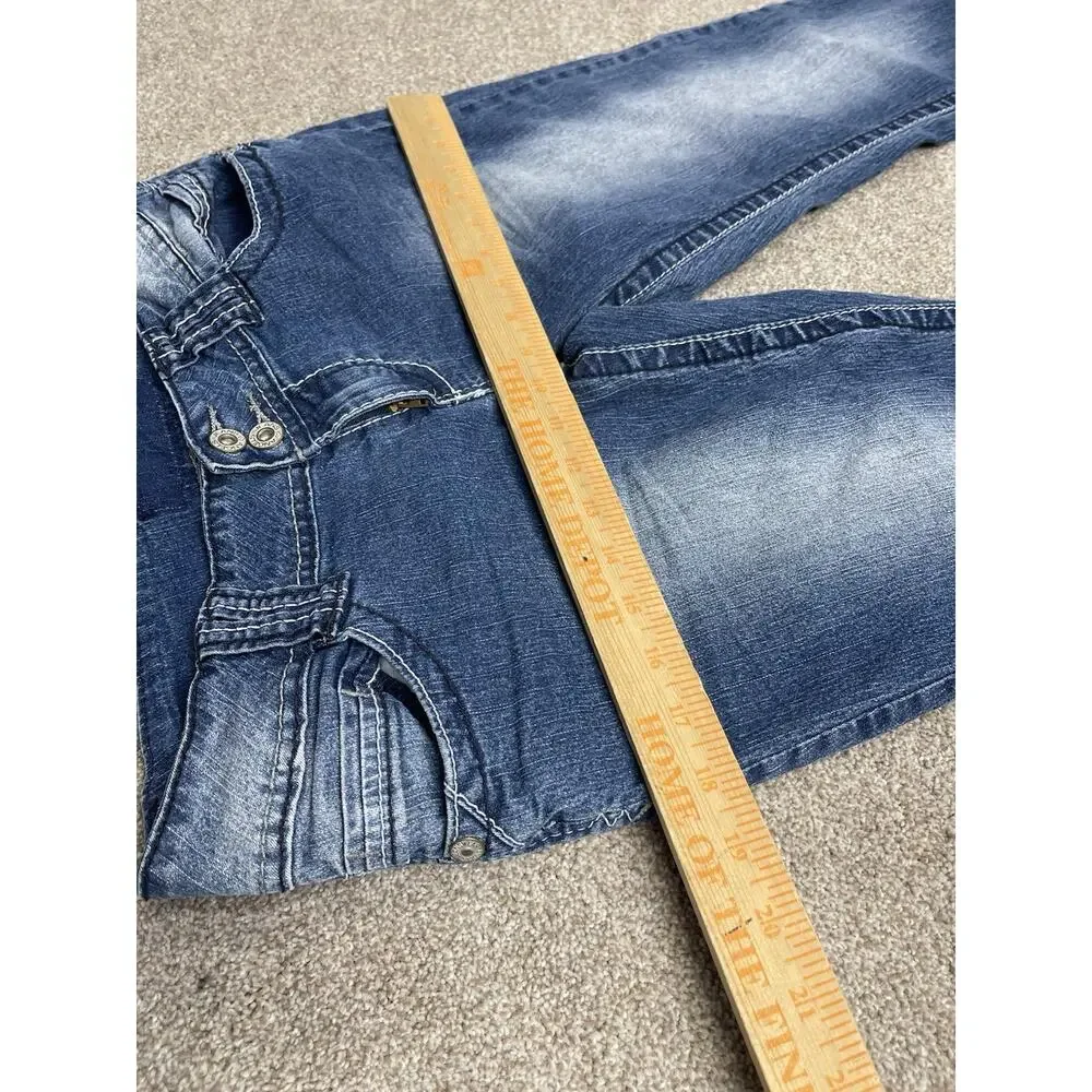 McBling Angels Low Rise Capri Jeans 30W Rhinestone Embroidered Medium Wash Y2K - Picture 11 of 13